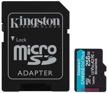 KINGSTON 256 GB MICROSDXC CANVAS GO! PLUS GEN4 200 MT/S A2 U3 V30 CARD + ADAPTER