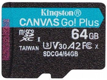 KINGSTON 64 GB MICROSDXC CANVAS GO! PLUS GEN4 200R A2 U3 WITHOUT ADAPTER