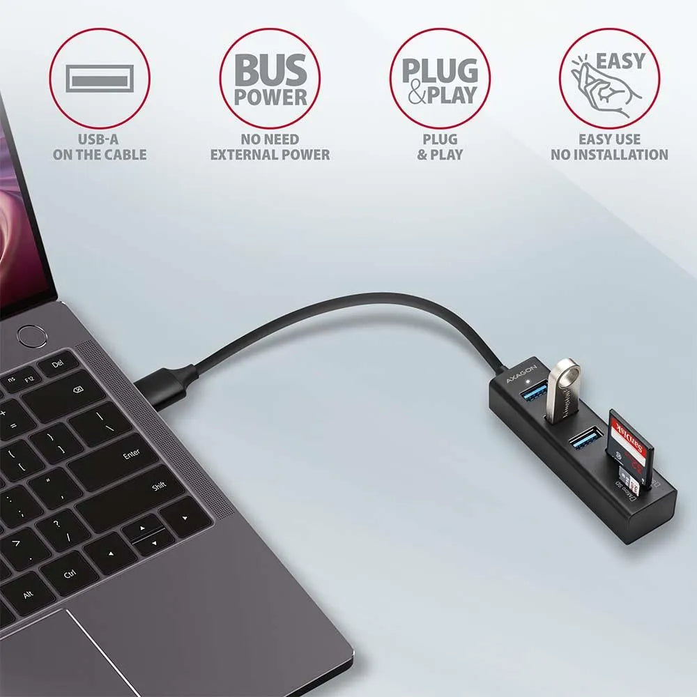 I/O HUB USB3.2 3P SD/MICROSD/0.2M HMA-CR3A AXAGON