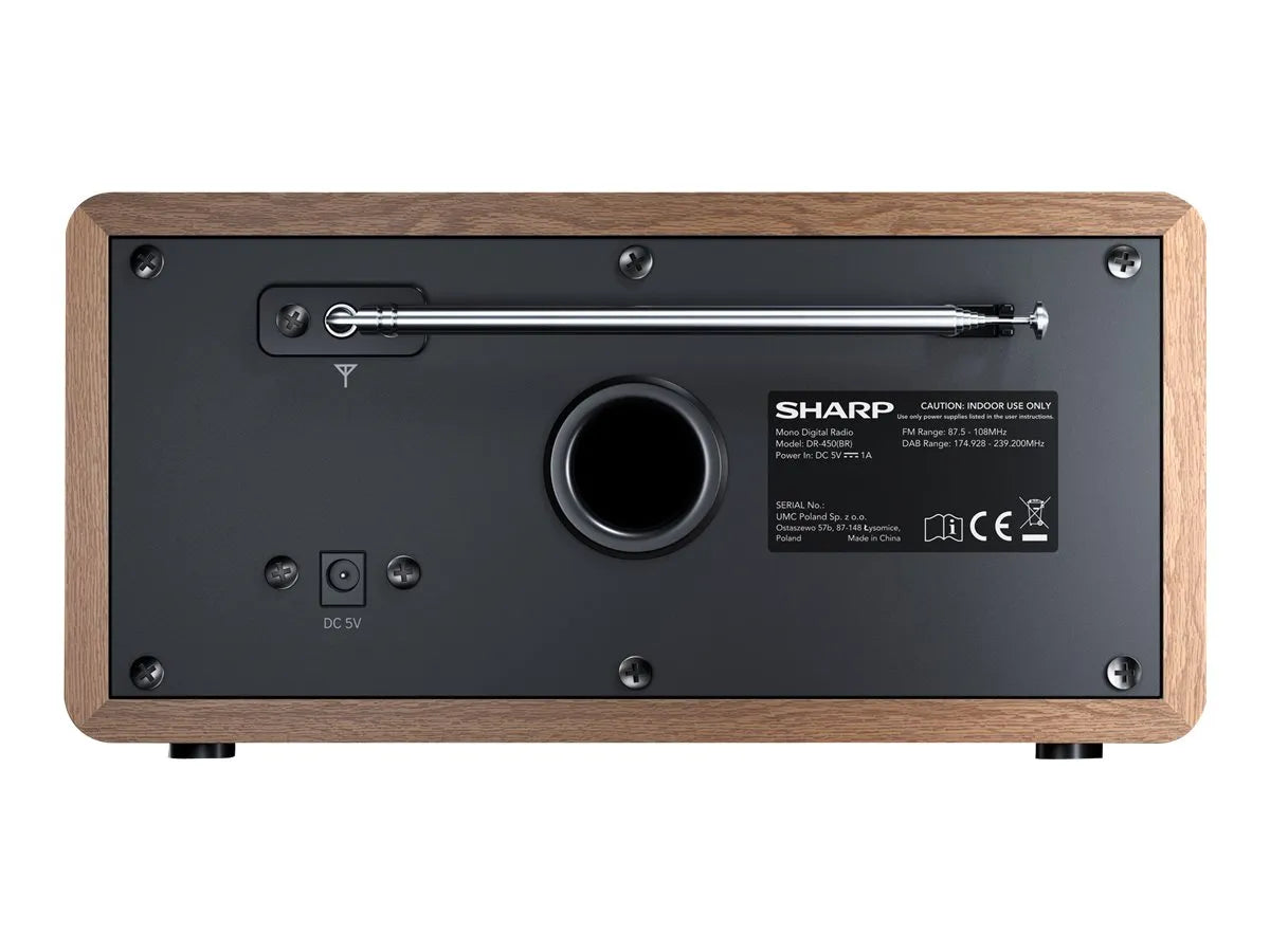 Sharp DR-450(BR) Digital Radio, FM/DAB/DAB+, Bluetooth 4.2, Alarm function, Brown | Sharp | Digital Radio | DR-450(BR) | Bluetooth | Brown