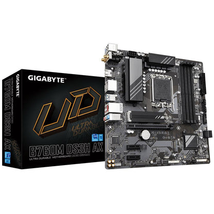 Mainboard|GIGABYTE|Intel B760 Express|LGA1700|Micro-ATX|Memory DDR5|Memory slots 4|2xPCI-Express 3.0 1x|1xPCI-Express 4.0 16x|2xM.2|1xHDMI|2xDisplayPort|2xAudio-In|1xAudio-Out|2xUSB 2.0|3xUSB 3.2|1xUSB-C|1xPS/2|1xRJ45|B760MDS3HAX1.2