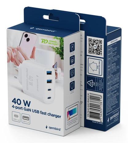 CHARGER USB UNIVERSAL 4P 40W/TA-UC-2A2C-PD40-01-W GEMBIRD