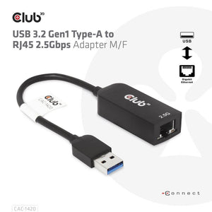 I/O ADAPTER USB3.2 TO RJ45/M/F CAC-1420 CLUB3D