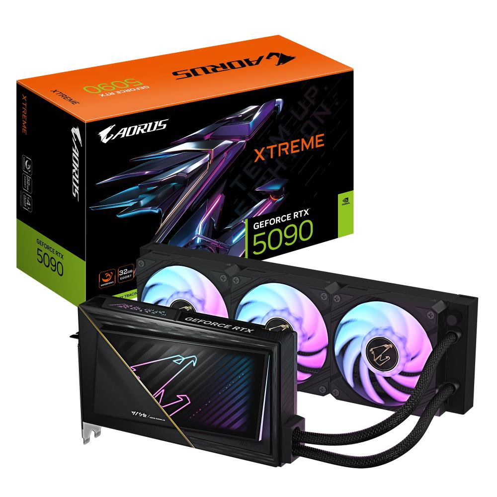 Graphics Card|GIGABYTE|NVIDIA GeForce RTX 5090|32 GB|GDDR7|512 bit|PCIE 5.0 16x|GPU 2655 MHz|Water cooling|1xHDMI|3xDisplayPort|GV-N5090AORUSXW-32GD1.0