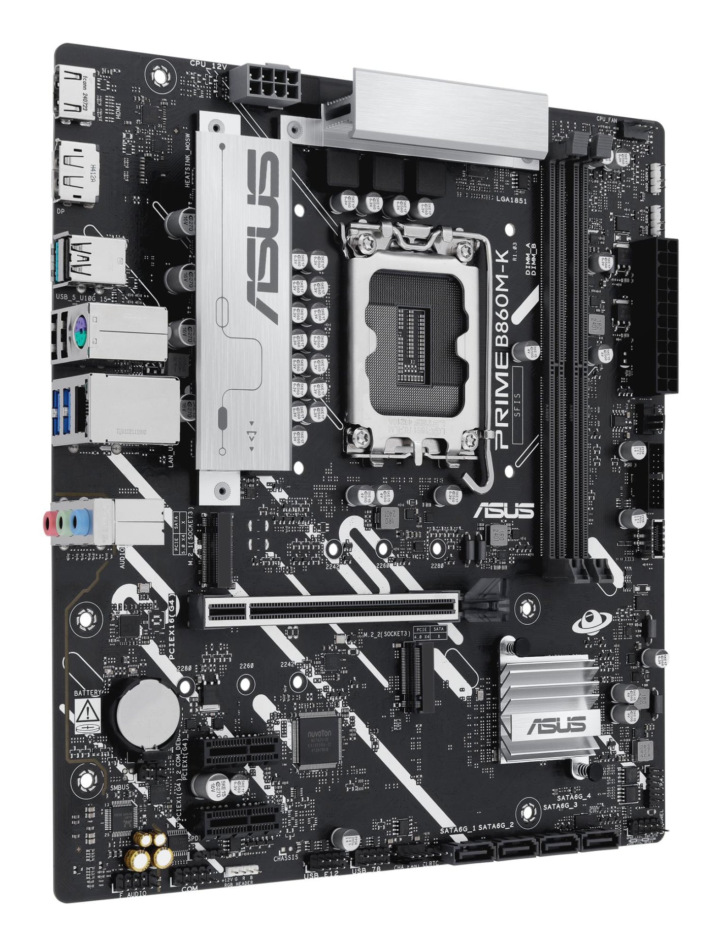Mainboard|ASUS|Intel B860 Express|LGA1851|Micro-ATX|Memory DDR5|Memory slots 2|2xPCI-Express 4.0 1x|1xPCI-Express 4.0 16x|2xM.2|1xHDMI|1xDisplayPort|1xAudio-In|1xAudio-Out|1xMicrophone|3xUSB 2.0|2xUSB 3.0|1xUSB 3.2|1xPS/2|1xRJ45|PRIMEB860M-K