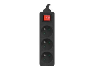 Lanberg Cable Power Strip, 3X French Outlets with Switch, Quality-Grade Copper, 3 m | PS1-03E-0300-BK
