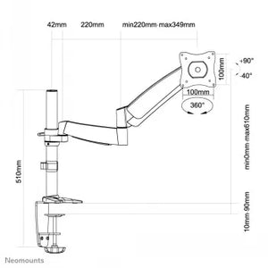 NEWSTAR FLAT SCREEN DESK MOUNT (CLAMP/GROMMET)  10-30" SILVER