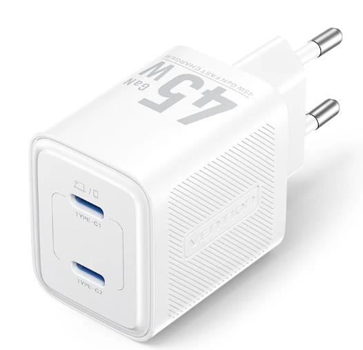 MOBILE CHARGER WALL 45W USB-C/2P WHITE FEFW0-EU VENTION