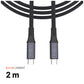 Fixed Braided Cable USB-C/USB-C, 2m, USB4 gen2 20Gbps, 4K 60Hz, 240W | FIXDBP-CC2-GR