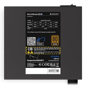 Power Supply|ENDORFY|Vero L5 Bronze 700 W|700 Watts|Efficiency 80 PLUS BRONZE|MTBF 80000 hours|EY7A006