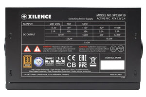 Power Supply|XILENCE|550 Watts|Efficiency 80 PLUS BRONZE|PFC Active|XN215