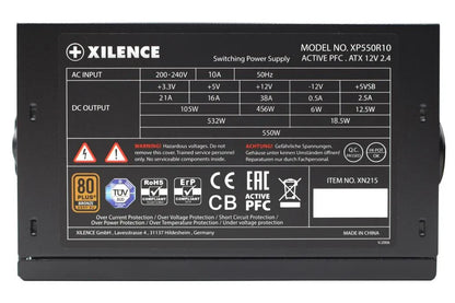 Power Supply|XILENCE|550 Watts|Efficiency 80 PLUS BRONZE|PFC Active|XN215