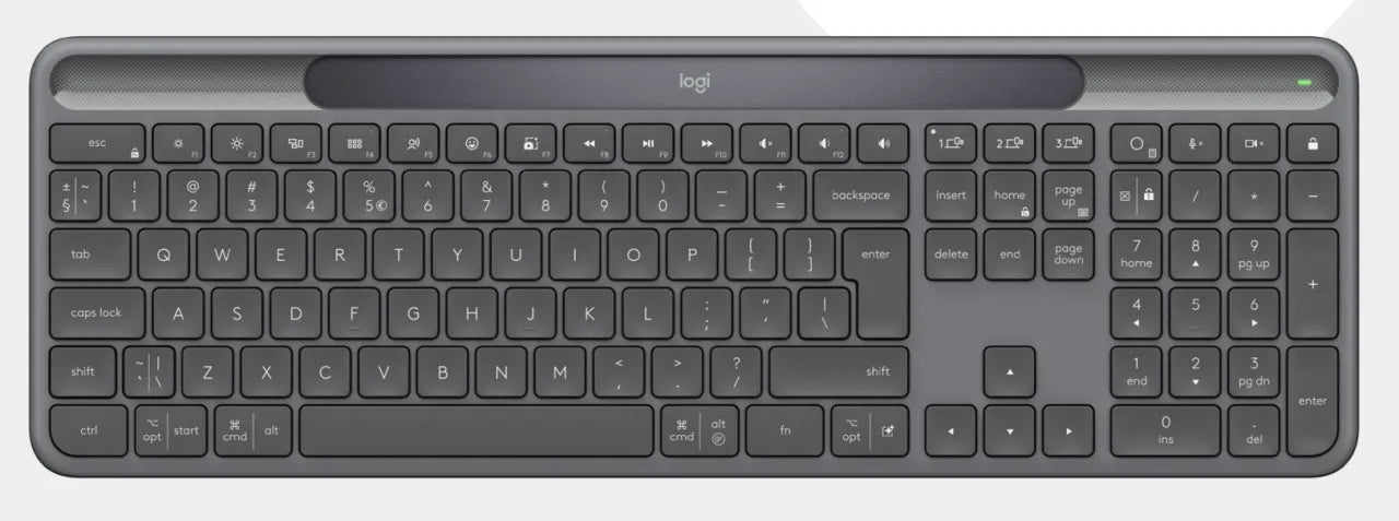 Logitech Signature Slim Solar+ K980 for Business Wireless Keyboard, RF+Bluetooth, US Int, Graphite