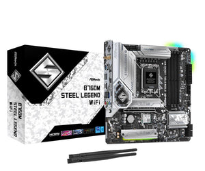 Mainboard|ASROCK|Intel B760 Express|LGA1700|Micro-ATX|Memory DDR5|Memory slots 4|1xPCI-Express 4.0 1x|1xPCI-Express 5.0 16x|4xM.2|1xHDMI|1xDisplayPort|2xUSB 2.0|5xUSB 3.2|1xUSB-C|1xPS/2|1xRJ45|3xAudio port|B760MSTEELLEGENDWIFI