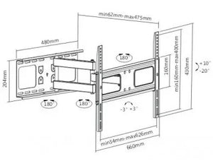 LH-GROUP WALL MOUNT WITH TURN 37-70" TILT