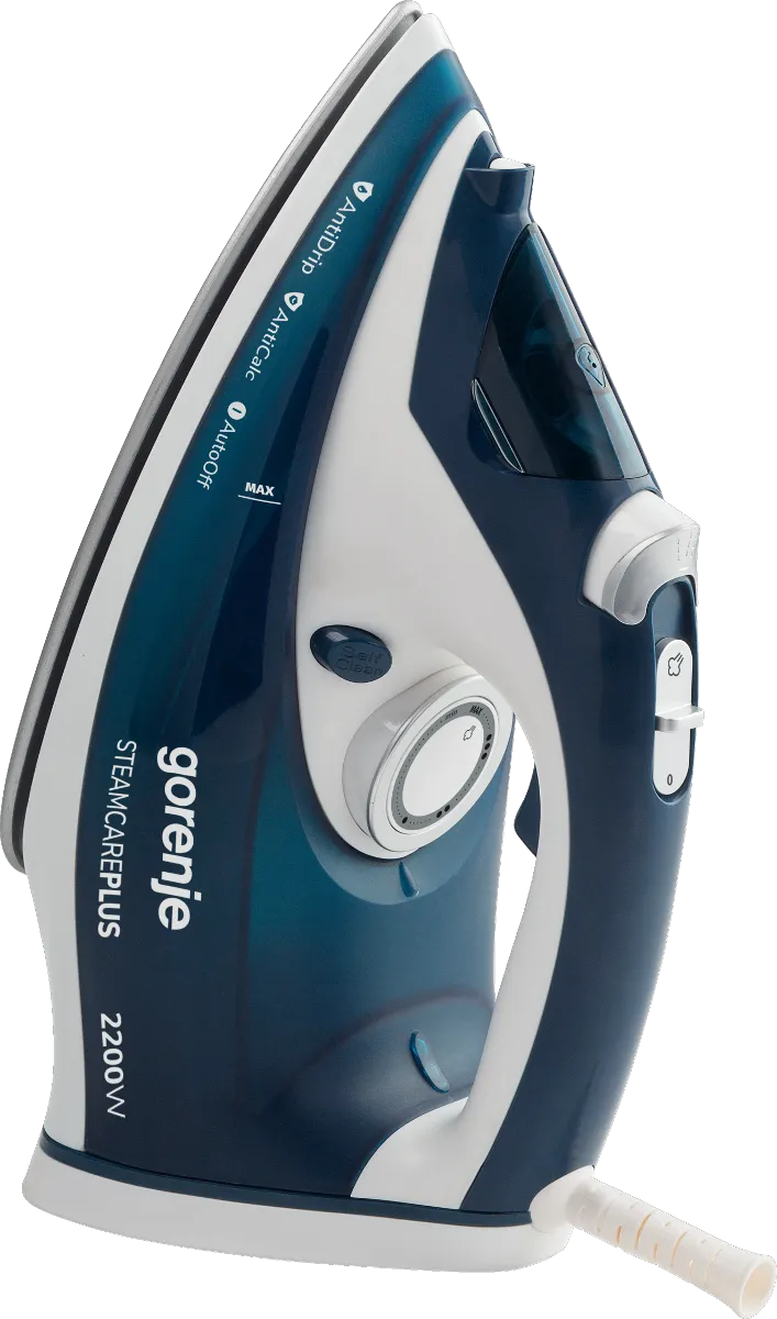 Gorenje | Steam Iron | SIH2200TQC | Steam Iron | 2200 W | Water tank capacity 300 ml | Continuous steam 30 g/min | Steam boost performance 90 g/min | Blue/White