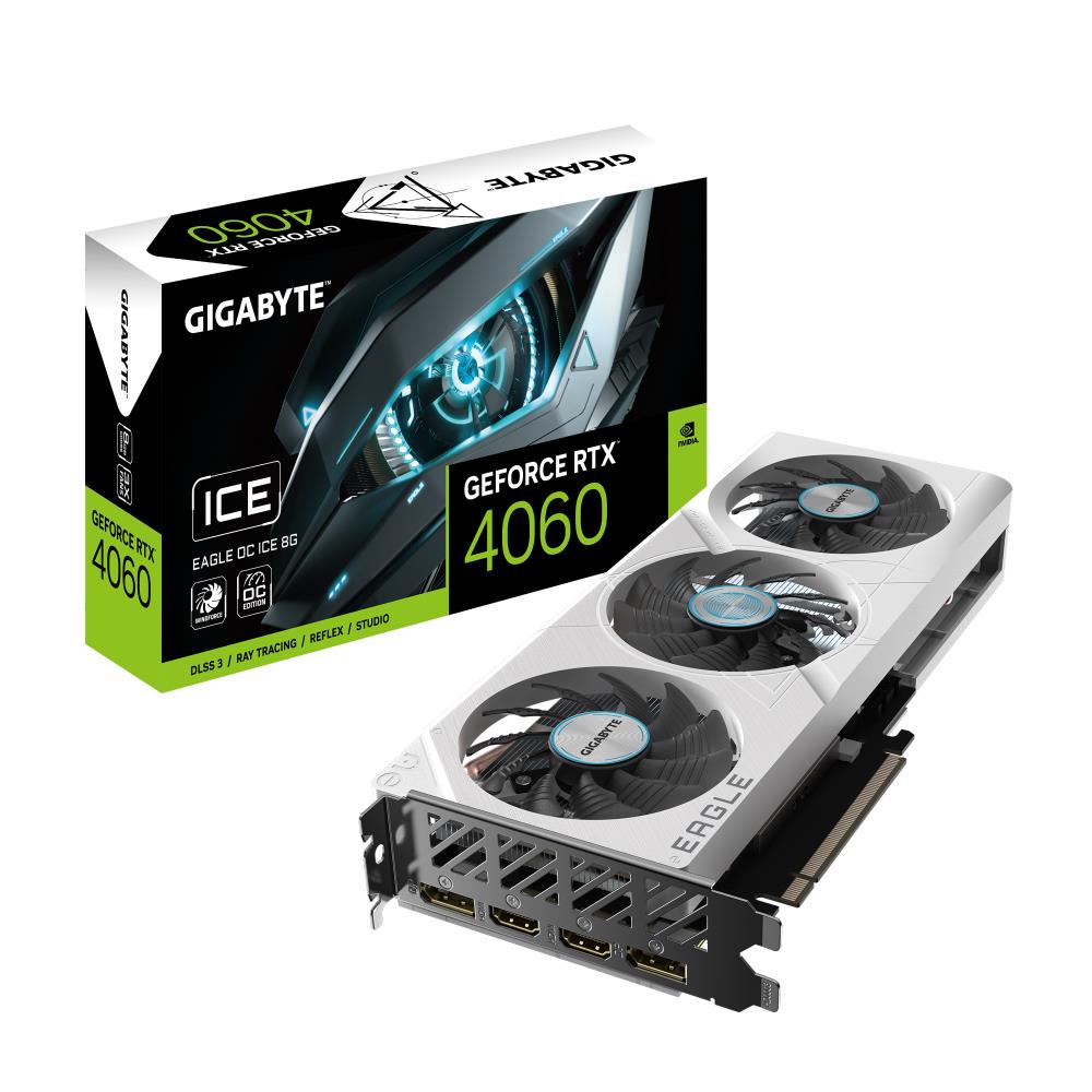 Graphics Card|GIGABYTE|NVIDIA GeForce RTX 4060|8 GB|GDDR6|128 bit|PCIE 4.0 16x|GPU 2505 MHz|2xHDMI|2xDisplayPort|GV-N4060EAGLEOCICE-8GD