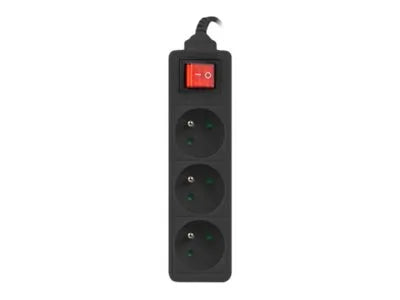 Lanberg Cable Power Strip, 3X French Outlets with Switch, Quality-Grade Copper, 1.5 m | PS1-03E-0150-BK