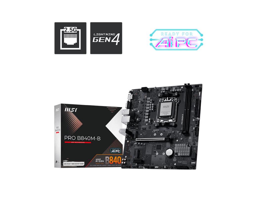 Mainboard|MSI|AMD B840|SAM5|Micro-ATX|Memory DDR5|Memory slots 2|PROB840M-B