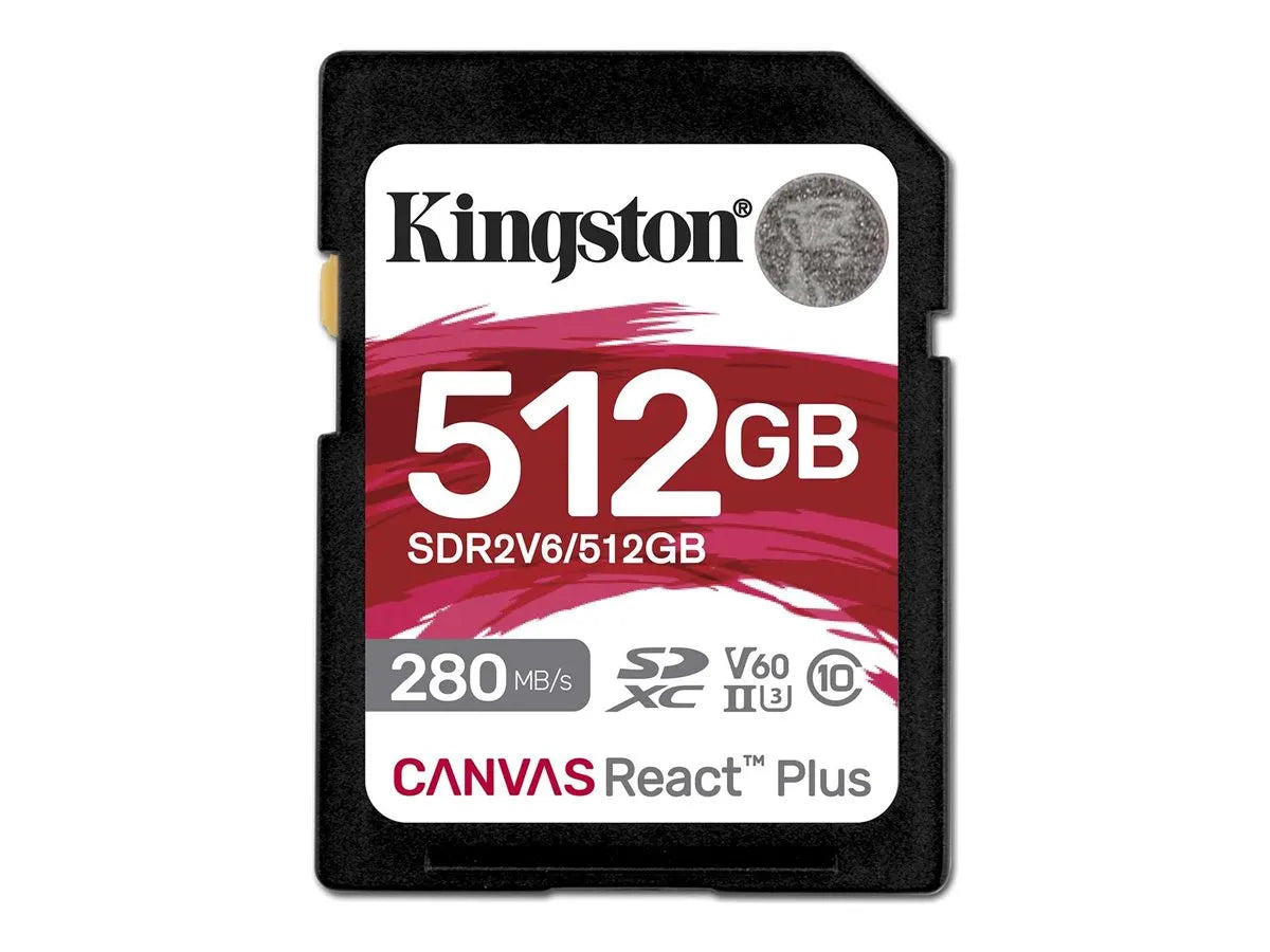 Kingston SDXC II V60 React Plus | SDR2V6/512GB | 512 GB | SDXC | Flash memory class Class 10, UHS-II, U3, V60