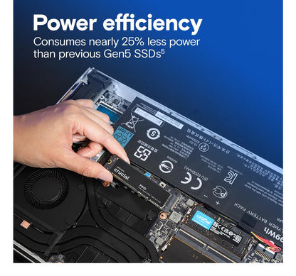SSD|CRUCIAL|P510|1TB|M.2|PCIe Gen5|NVMe|TLC|Write speed 9500 MBytes/sec|Read speed 11000 MBytes/sec|TBW 600 TB|CT1000P510SSD8