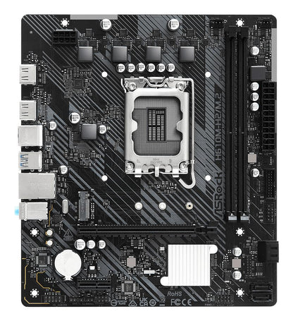 Mainboard|ASROCK|Intel H610|LGA1700|Micro-ATX|Memory DDR4|Memory slots 2|1xPCI-Express 3.0 1x|1xPCI-Express 4.0 16x|1xM.2|2xHDMI|4xUSB 2.0|2xUSB 3.2|1xPS/2|1xRJ45|3xAudio port|H610M-H2/M.2