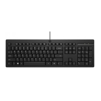 HP 125 USB Wired Keyboard, Sanitizable - Black - US ENG