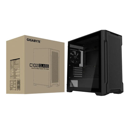 Case|GIGABYTE|GB-C102G|MidiTower|Case product features Transparent panel|Not included|MicroATX|MiniITX|Colour Black|GB-C102G
