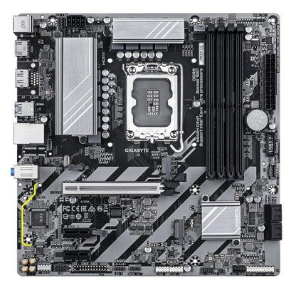 Mainboard|GIGABYTE|Intel B860 Express|LGA1851|Micro-ATX|Memory DDR5|Memory slots 4|2xPCI-Express 1x|1xPCI-Express 16x|2xM.2|1xHDMI|1xDisplayPort|1xAudio-In|1xAudio-Out|1xMicrophone|3xUSB 2.0|3xUSB 3.2|1xPS/2|1xRJ45|B860MD3HP1.0