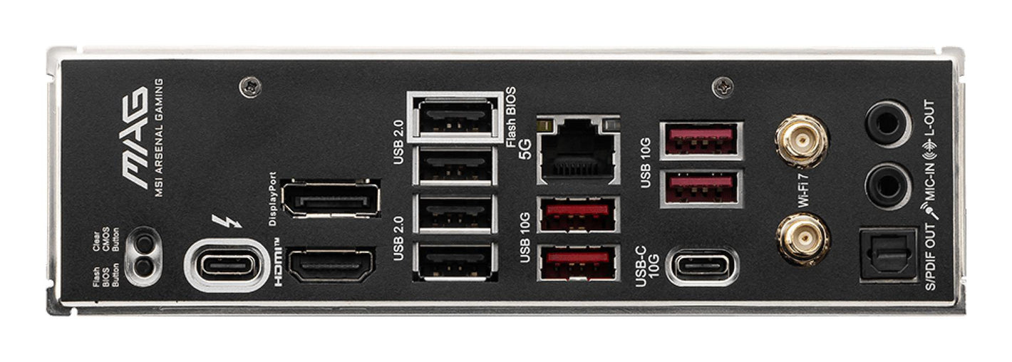 Mainboard|MSI|Intel B860 Express|LGA1851|ATX|Memory DDR5|Memory slots 4|1xPCI-Express 4.0 1x|1xPCI-Express 4.0 4x	|1xPCI-Express 5.0 16x|3xM.2|1xHDMI|1xDisplayPort|8xUSB 2.0|6xUSB 3.2|3xUSB-C|1xOptical S/PDIF|1xRJ45|3xAudio port|1xThunderbolt|MAGB860...