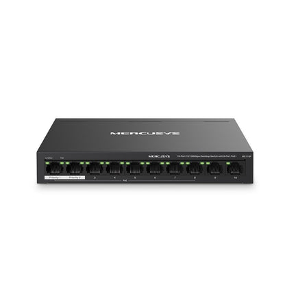 Switch|MERCUSYS|Desktop/pedestal|10x10Base-T / 100Base-TX|PoE+ ports 8|MS110P