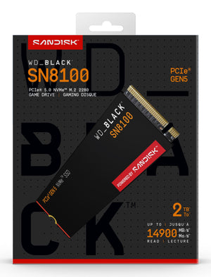 SSD|SANDISK|2400xTBW rating|NVMe Yes|PCI Express 5.0|M.2|2000 GB|POWERED BY SANDISK|Black SN8100|WDS200T1X0M