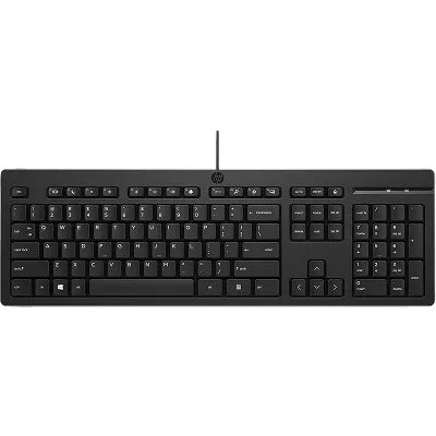 HP 125 G2 USB Wired Keyboard, Sanitizable, Copilot Key - Black - US ENG