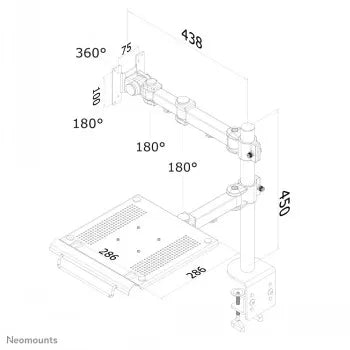 NEWSTAR FLAT SCREEN & NOTEBOOK DESK MOUNT (CLAMP)  10-27" BLACK