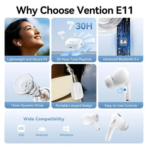 HEADSET WRL ECHO LITE E11/WHITE NBVW0 VENTION