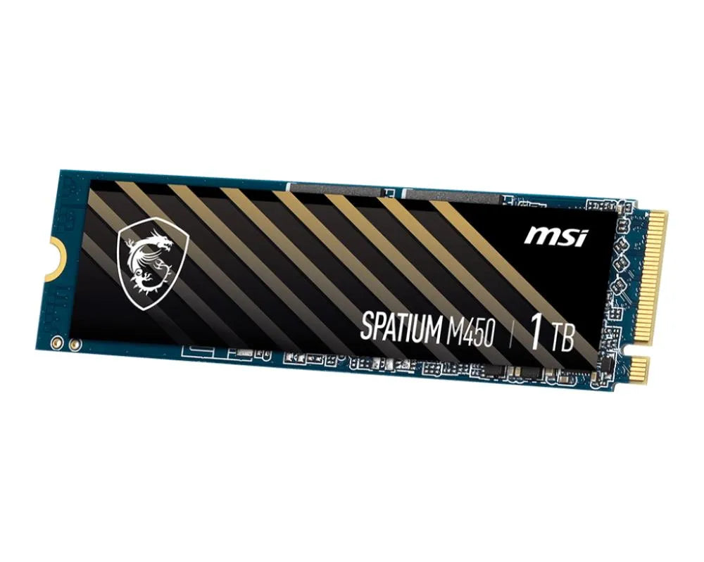 SSD|MSI|SPATIUM M450|1TB|M.2|PCIe Gen4|NVMe|3D NAND|Write speed 2400 MBytes/sec|Read speed 3400 MBytes/sec|2.15mm|TBW 350 TB|MTBF 1500000 hours|S78-440L0M0-P83