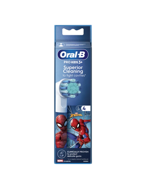 Oral-B Replacement Toothbrush Heads | EB10 4 refill Spiderman | Heads | For kids | Number of brush heads included 4