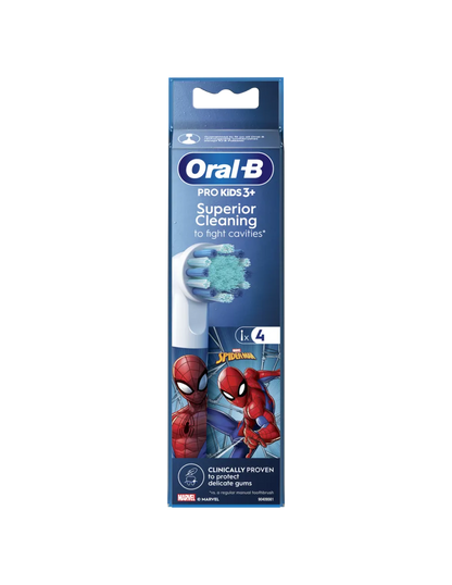 Oral-B Replacement Toothbrush Heads | EB10 4 refill Spiderman | Heads | For kids | Number of brush heads included 4