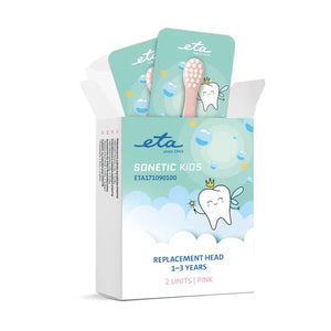 Sonetic Kids 171090100 | ETA Replacement toothbrush head | Heads | For kids | Number of brush heads included 2 | Pink