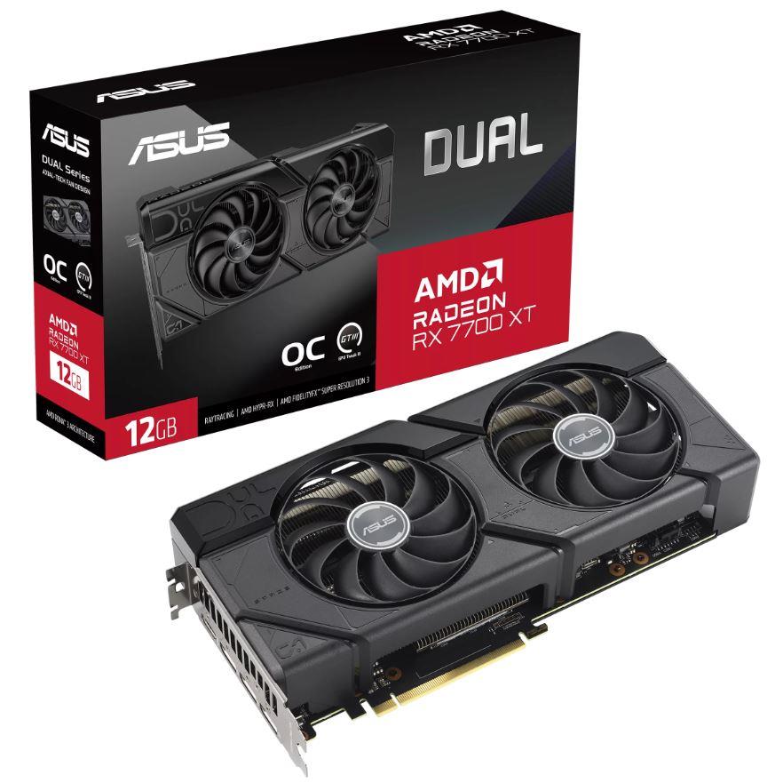 Graphics Card|ASUS|AMD Radeon RX 7700 XT|12 GB|GDDR6|192 bit|PCIE 4.0 16x|Dual Slot Fansink|1xHDMI|3xDisplayPort|DUAL-RX7700XT-O12G