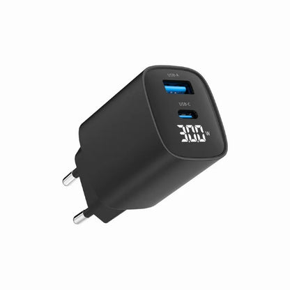 Gembird 2-port 30W USB fast charger, LCD | TA-UC-PDQC30LCD-BK-01