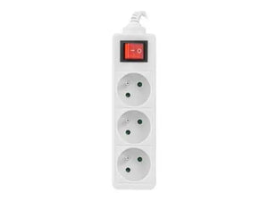 Lanberg Cable Power Strip 3M 3X French Outlets with Switch, Quality-Grade Copper | PS1-03E-0300-W