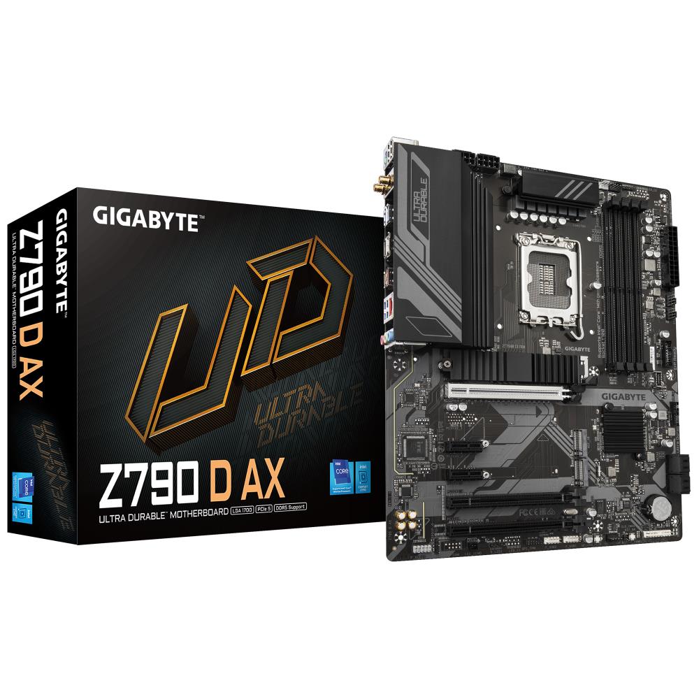 Mainboard|GIGABYTE|Intel Z790|LGA1700|ATX|Memory DDR5|Memory slots 4|2xPCI-Express 3.0 1x|1xPCI-Express 3.0 16x|1xPCI-Express 4.0 16x|1xPCI-Express 5.0 16x|3xM.2|1xHDMI|1xDisplayPort|2xUSB 2.0|5xUSB 3.2|1xUSB-C|1xPS/2|1xRJ45|3xAudio port|Z790DAX