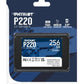 SSD|PATRIOT|P220|256GB|SATA|Write speed 490 MBytes/sec|Read speed 550 MBytes/sec|2,5"|TBW 120 TB|P220S256G25