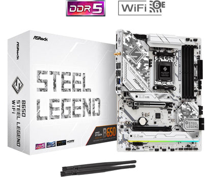 Mainboard|ASROCK|AMD B650|SAM5|ATX|Memory DDR5|Memory slots 4|1xPCI-Express 3.0 16x|1xPCI-Express 4.0 1x|1xPCI-Express 5.0 16x|1xM.2|1xHDMI|1xDisplayPort|8xUSB 2.0|3xUSB 3.2|2xUSB-C|1xRJ45|2xAudio port|B650STEELLEGENDWIFI