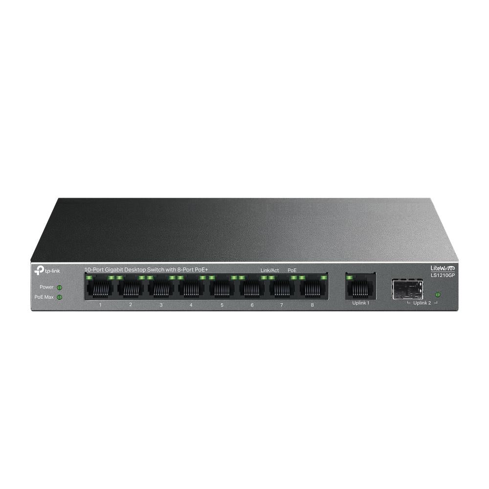 Switch|TP-LINK|LS1210GP|9x10Base-T / 100Base-TX / 1000Base-T|1xSFP|PoE+ ports 8|LS1210GP