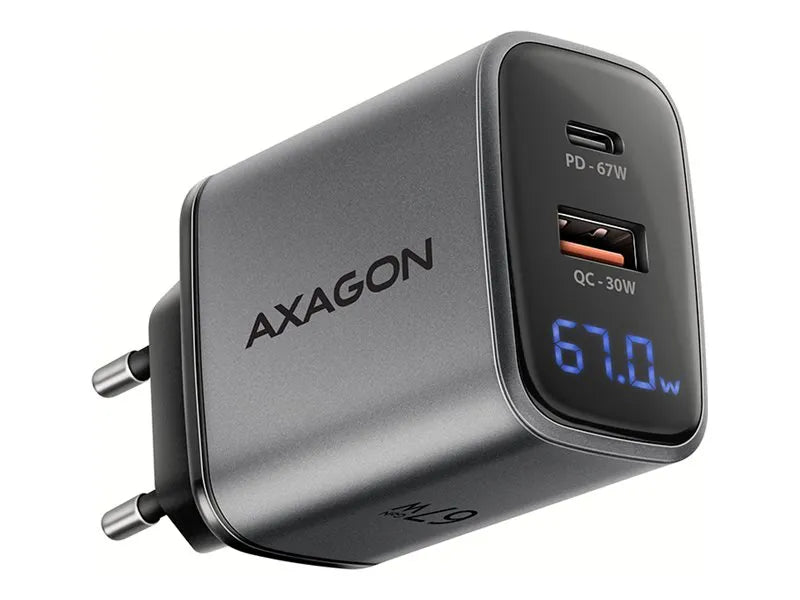 AXAGON Wall charger 67W, USB-A + USB-C, PD3.0/PPS/QC4+/SF | ACU-PQ67D