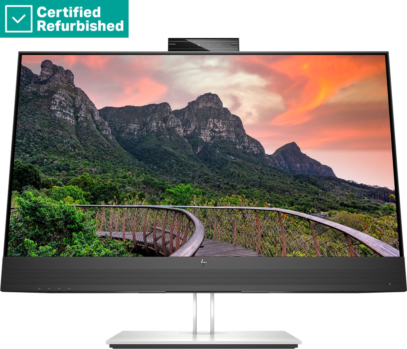 RENEW SILVER HP E27m G4 QHD Charging Conferencing Monitor - 27" 2560x1440 QHD 300-nit 75Hz AG, IPS, USB-C(65W)/HDMI/DisplayPort Daisy-Chain, 4x USB-A, speakers, 5MP webcam, RJ-45 LAN, height adjustable/tilt/swivel/pivot, 1 years