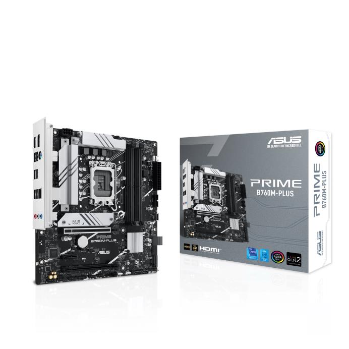 Mainboard|ASUS|Intel B760 Express|LGA1700|Micro-ATX|Memory DDR5|Memory slots 4|1xPCI-Express 4.0 1x|2xPCI-Express 4.0 16x|2xM.2|1xHDMI|1xDisplayPort|4xUSB 2.0|2xUSB 3.2|1xPS/2|1xRJ45|3xAudio port|PRIMEB760M-PLUS