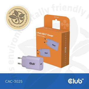 MOBILE CHARGER WALL USB-C/2PK 30W PURPLE CAC-3025 CLUB3D